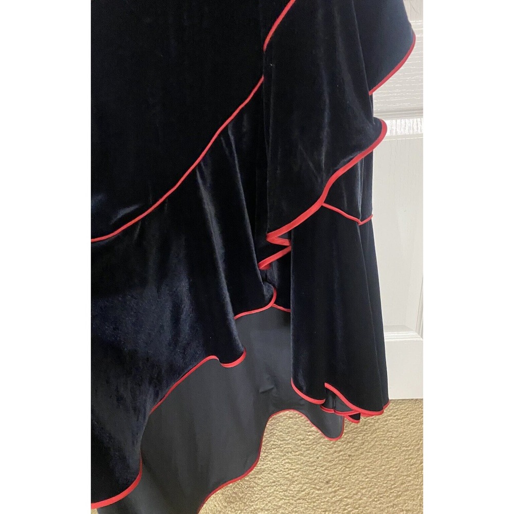 Vintage Niki Livas Dress 14W Black Red Velvet Whimsigoth Halter HOCO Vamp Formal - Picture 5 of 16